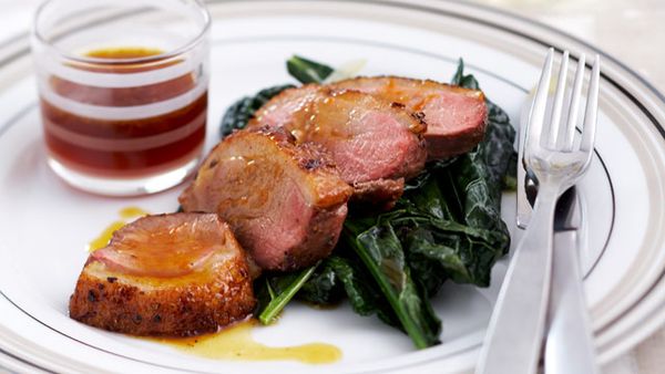 Orange duck breasts with Tuscan cabbage
