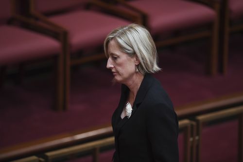 Labor Senator Katy Gallagher leaves after referring herself to the Court of Disputed Returns. (AAP)