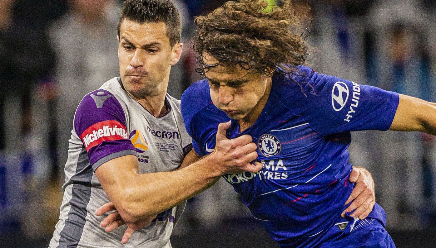 Perth Glory's Joel Chianese and Chelsea's Emerson