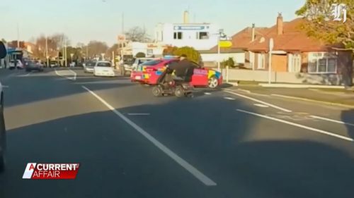 The double amputee copped two fines for the slow-speed pursuit through Timaru on his mobility scooter.