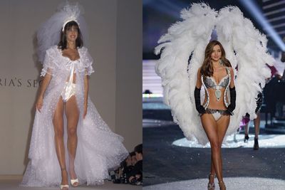 Stephanie Seymour was dressed for a wedding night in 1996, but Miranda Kerr could have stolen any groom's attention in 2012.