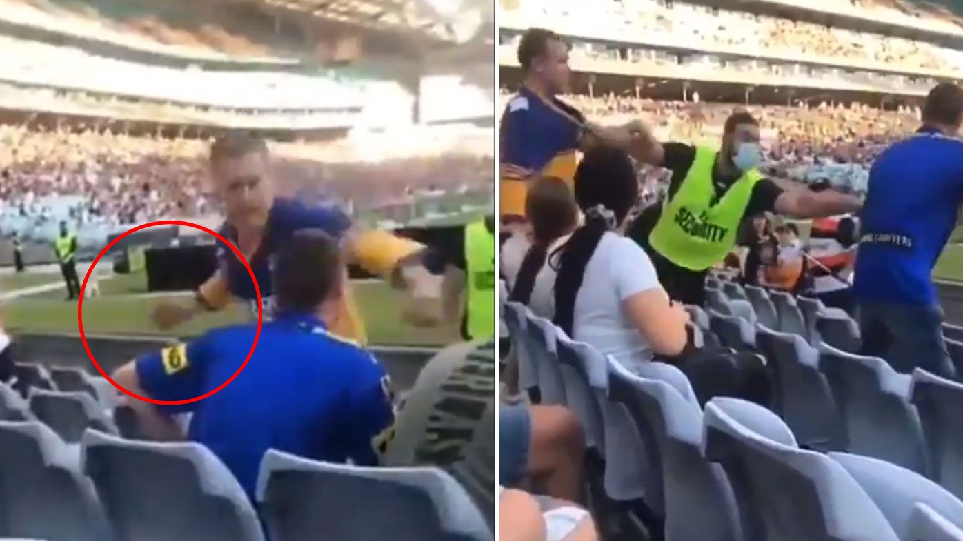 Fight breaks out in the stands during Easter Monday NRL clash between Tigers, Eels 