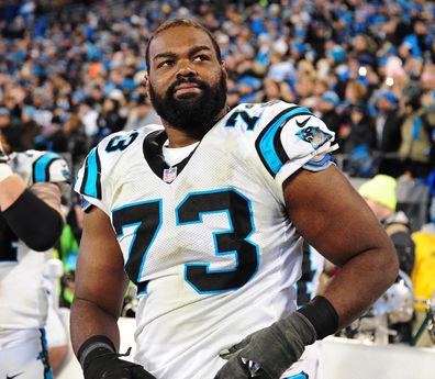 CHARLOTTE, NC - JANUARY 24: Michael Oher #73 of the Carolina Panthers watches play against the Arizona Cardinals during the NFC Championship Game at Bank Of America Stadium on January 24, 2016 in Charlotte, North Carolina. (Photo by Scott Cunningham/Getty Images) *** Local Caption *** Michael Oher
