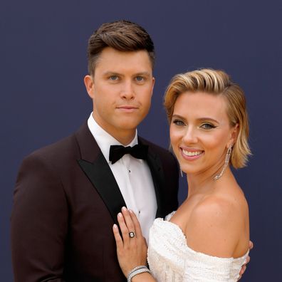 Scarlett Johansson and Colin Jost arrive at the 70th Annual Primetime Emmy Awards held at the Microsoft Theater on September 17, 2018. 