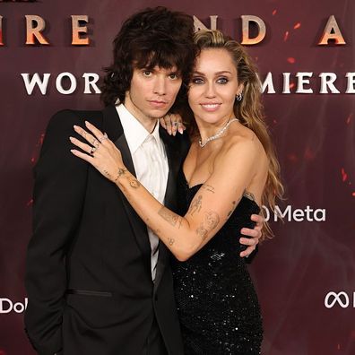 Maxx Morando and Miley Cyrus at the "Avatar: Fire and Ash" World Premiere, December 2025
