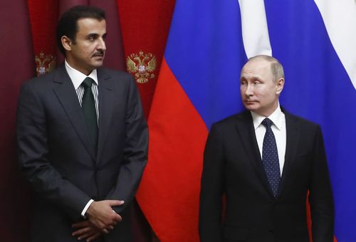 Russian President Vladimir Putin is yet to respond to the moves by Australia and other nations. Mr Putin is pictured here with Qatar Sheikh Tamim bin Hamad al-Thani. (AAP)