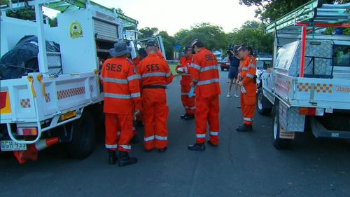 SES crews have arrived at the scene to search surrounding streets for evidence of an accelerant. (9NEWS)