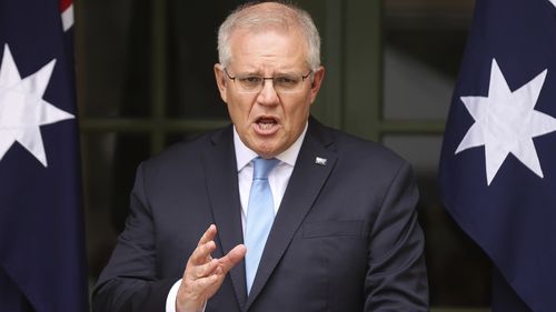 Prime Minister Scott Morrison during a press conference at The Lodge in Canberra on Friday 1 October 2021.
