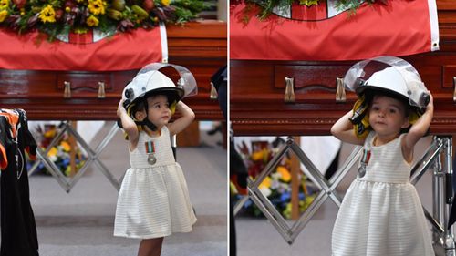 Andrew O'Dwyer's daughter at his funeral.