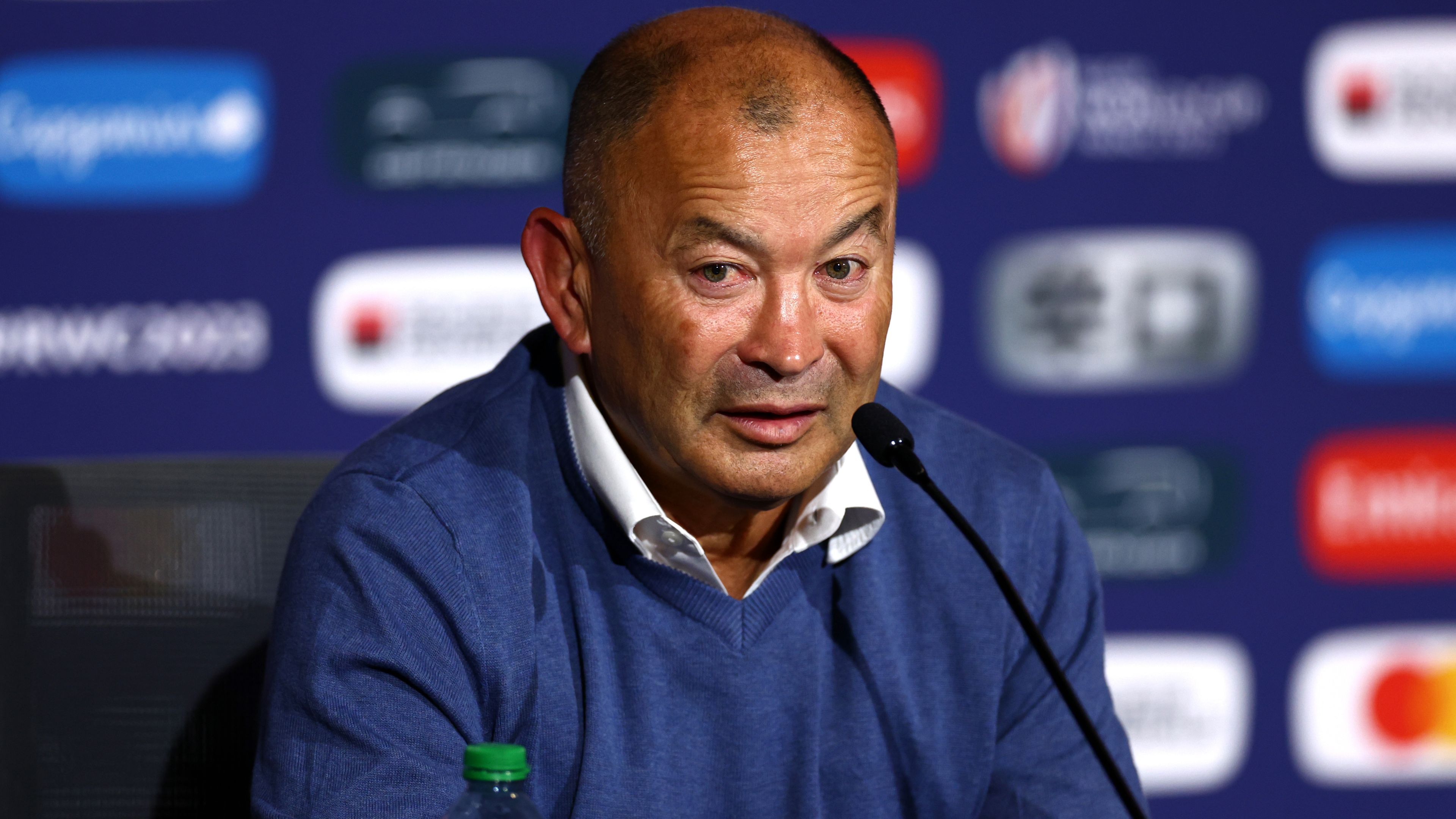 Eddie Jones speaks to the media in the post match press conference.