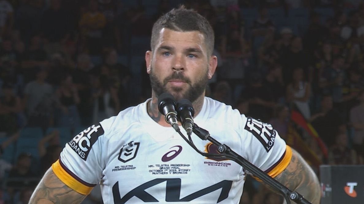 'One hell of a team': Broncos star apologises to Panthers after grand final speech blunder