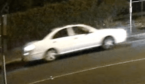 The car is believed to be an early 2000s white Nissan Pulsar.