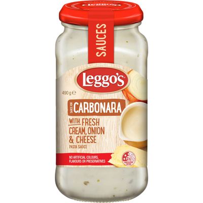 Leggo's Pasta Sauce Carbonara Fresh Cream, Onion & Cheese 490g