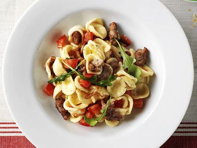 Tuesday: Orecchiette with sausage, rocket and tomato