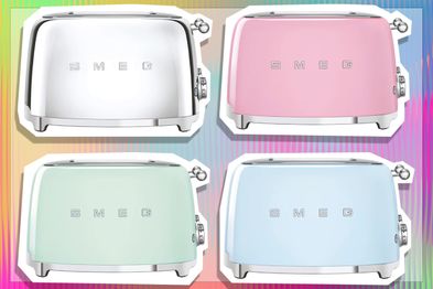 9PR: Smeg 50s Style 4-Slot Toaster, Chrome, Pink, Pastel Green and Pastel Blue