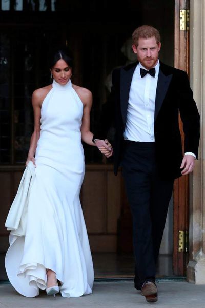 Duchess of Sussex Meghan Markle in Stella McCartney at her royal wedding reception in May, 2018&nbsp;