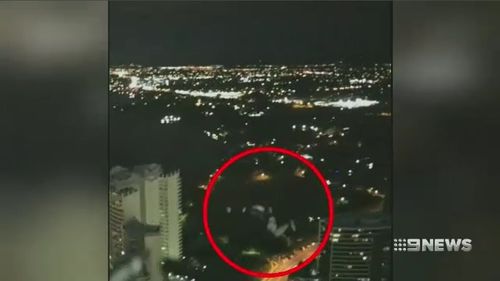 Gold Coast daredevil Shammi Prasad has filmed a man base jumping from a 50-storey-tall skyrise building on the Gold Coast. Picture: Instagram.