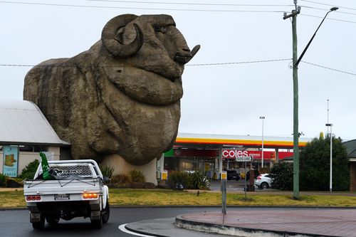 The Big Merino in the regional New South Wales town of Goulburn, a location of new concern for NSW Health officials.