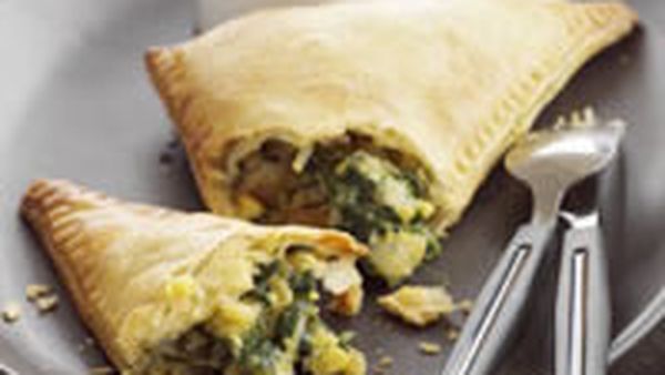 Spinach and corn pasties