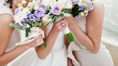 Bridesmaids holding flowers