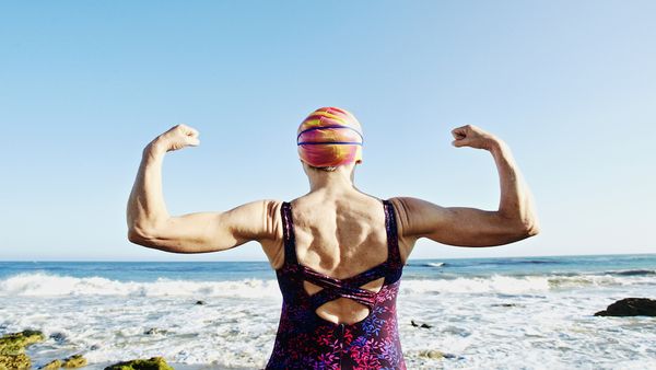 Older woman in swimsuit photo