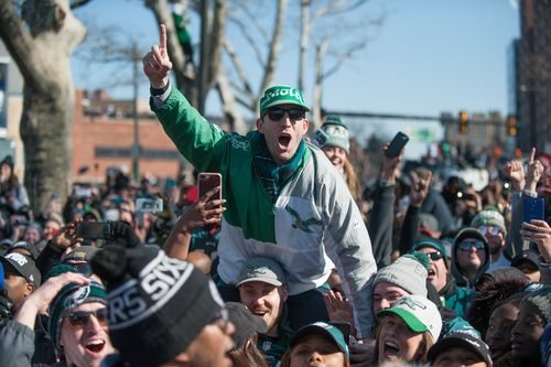 More than one million fans brave the cold to watch the parade in Philadelphia (AAP)
