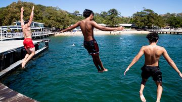 Balmoral Beach in Sydney on a hot day. 