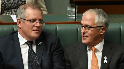 Scott Morrison and Malcolm Turnbull in parliament.