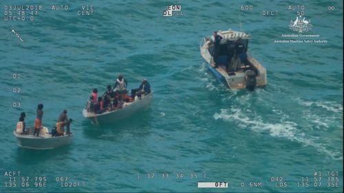 The group were eventually sighted at 2.25pm on Tuesday - more than 24 hours after they set off. Picture: AMSA