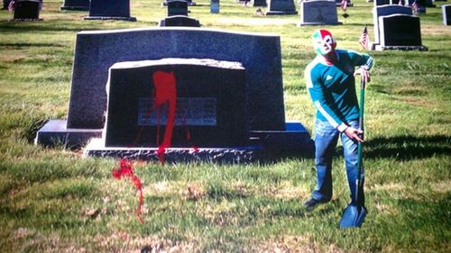 The photo that was sent to RJ Cipriani, showing the desecration of his parents' grave. Source: Supplied