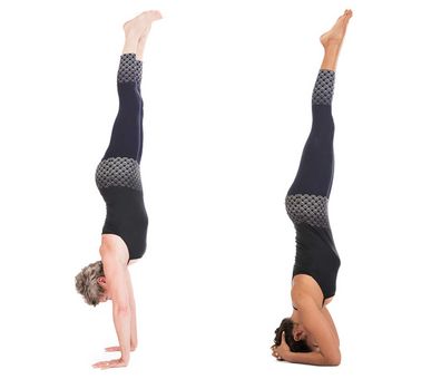 Yoga handstand and headstand