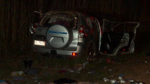 Three people were killed in this crash in Kakadu National Park on Easter Saturday. Four people were also killed in both NSW and Queensland over the weekend and Victoria and WA also recorded one death each. Picture: 9NEWS.