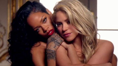 Raunchiest clip of 2014? Shakira and Rihanna go topless and touchy-feely in new video