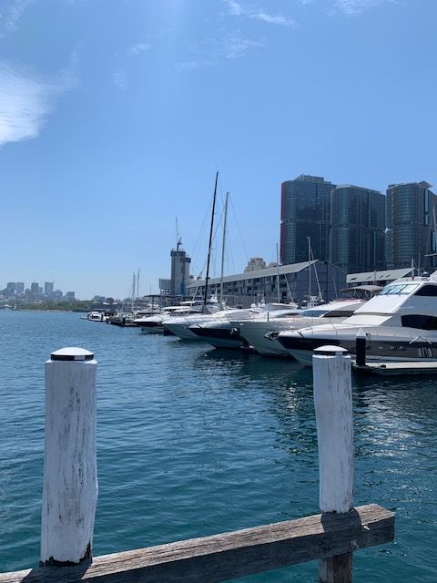 Boats docked in Pyrmont are floating in a sea of smoke.