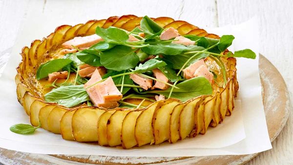 Crispy potato, salmon and herb quiche for Australia's Biggest Morning Tea