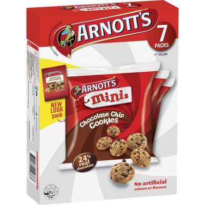 Arnott's Minis Multipack Biscuits Choc Chip Cookies 7 Pack - 7.4 grams