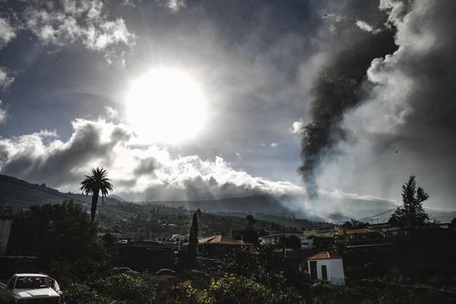 Smoke billowed from the volcano near Los Llanos de Ariadne.