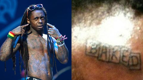 Ummm: Lil Wayne gets 'BAKED' tattooed on his forehead