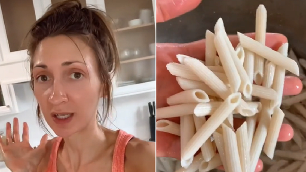 Woman preparing pasta without stovetop