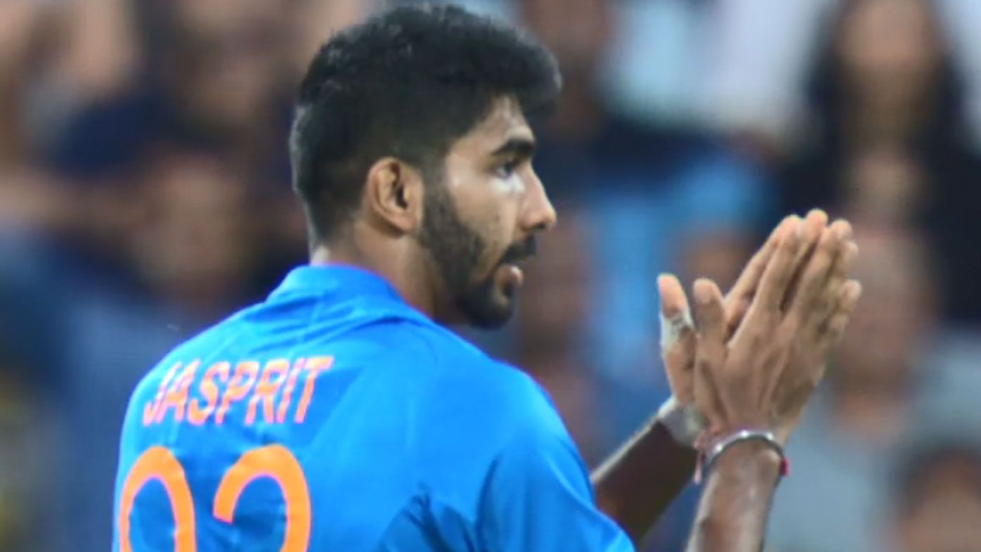 Indian paceman Jasprit Bumrah applauds Virat Kohli's dropped catch off his bowling