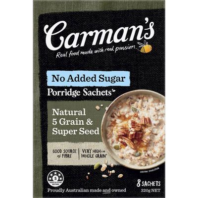Carman's No Added Sugar Porridge Sachets Natural 5 Grain & Super Seed