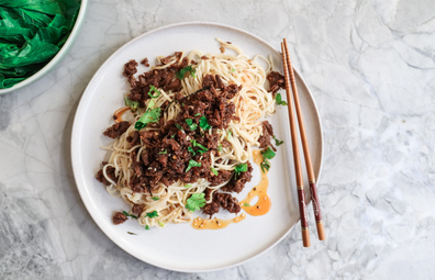 Fable Food Co faux beef and noodle stir fry