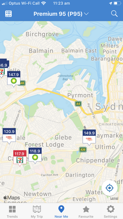 A screenshot from Sydney showed a marked difference between pumps.