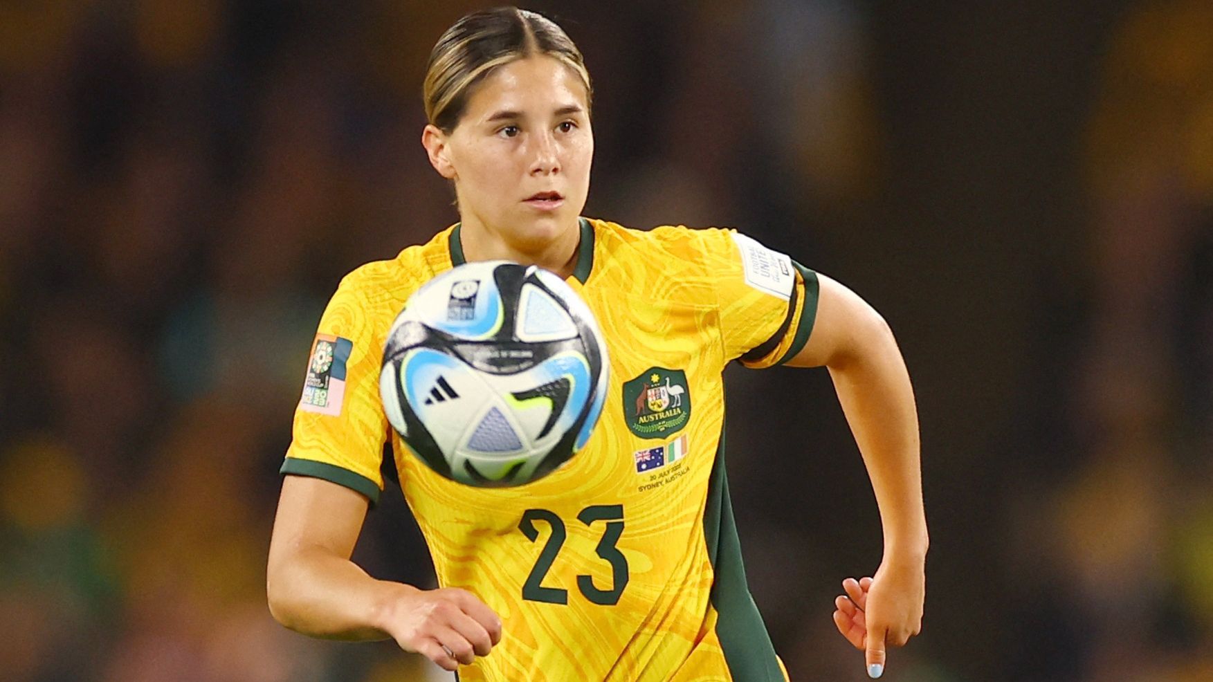 Australia&#x27;s Kyra Cooney-Cross in action at the World Cup.