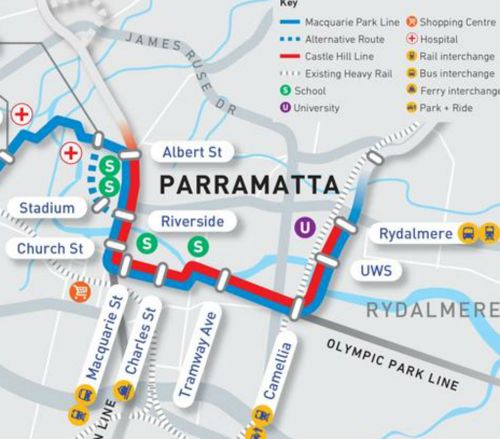 The government has outlined four options on the table for routes going out of Parramatta. (Supplied, Transport for NSW)