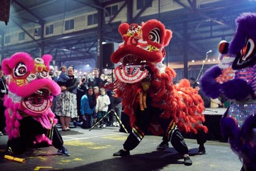 Dragon Dancers at the Queen Victoria Markets in Melbourne.