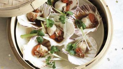 Recipe:&nbsp;<a href="http://kitchen.nine.com.au/2016/05/20/11/02/steamed-scallops-with-ginger-and-soy" target="_top">Steamed scallops with ginger and soy</a>