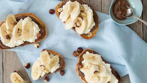 Banana ricotta and hazelnut bruschetta. Image: My Food Bag