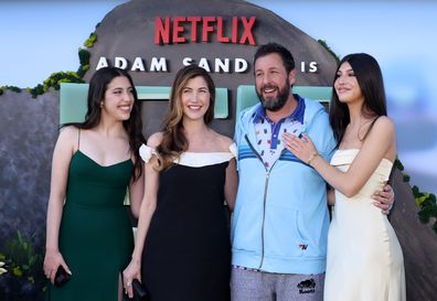 Adam Sandler with his wife and daughters at the premiere of Leo.
