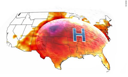 Above average temperatures sit under a heat dome across the US.